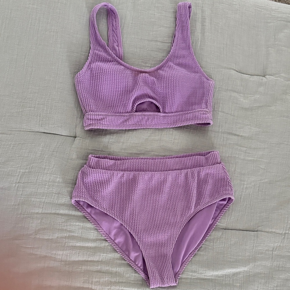Decree Lilac Textured Two-Piece Bikini Set